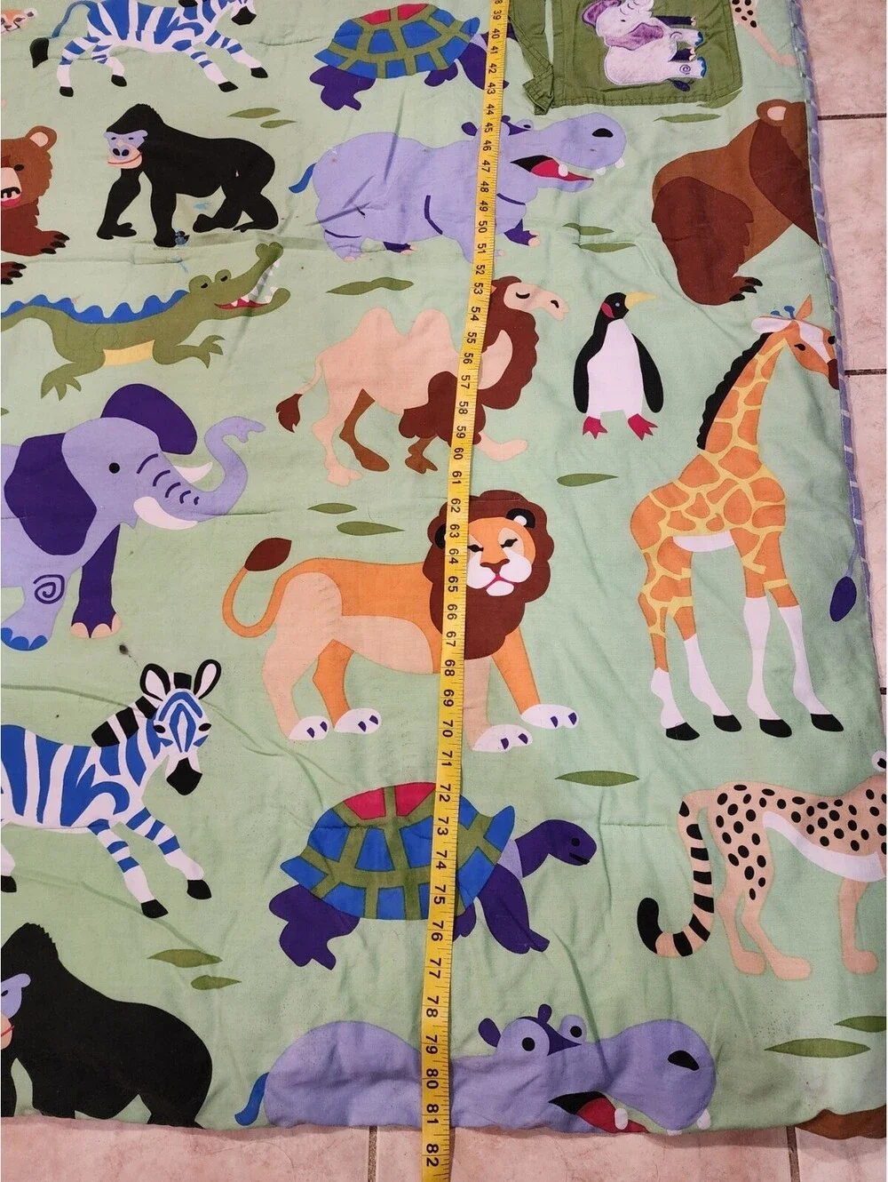 Conford Jungle Animal Childs Print Zoology 100cotton Reversible Olive Kids 63x81